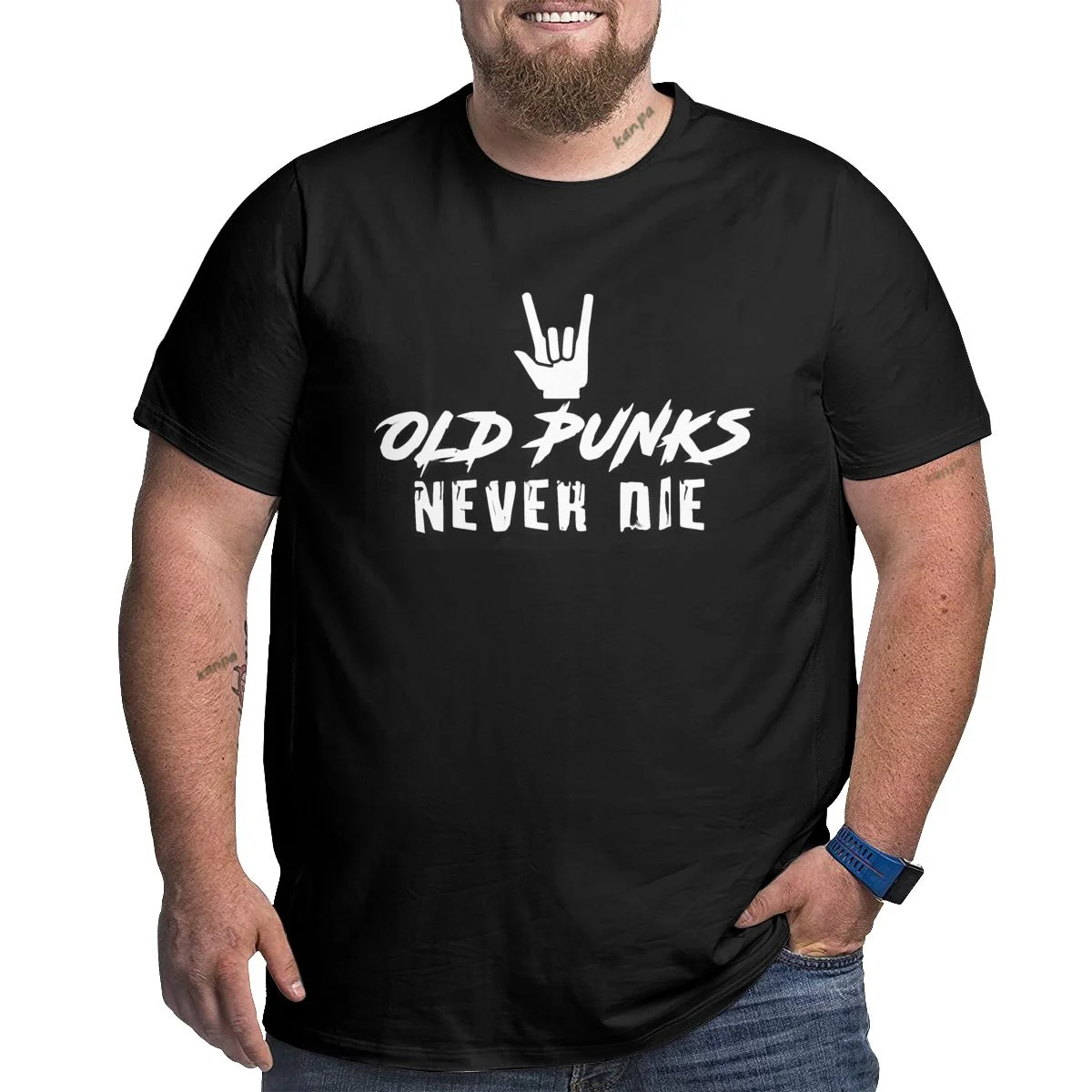 Old Punks Never Die T Shirts for Big and Tall Men Cotton Short Sleeve Plus Size T-shirts Designed Top Tees Clothing XL-6XL