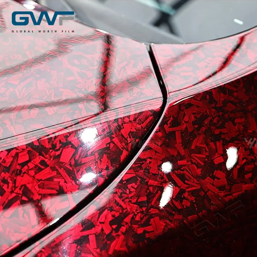 ATV Glossy Flower Carbon Red TPU PPF Self Healing Color Change Car Paint Protection Film 10Y Warranty