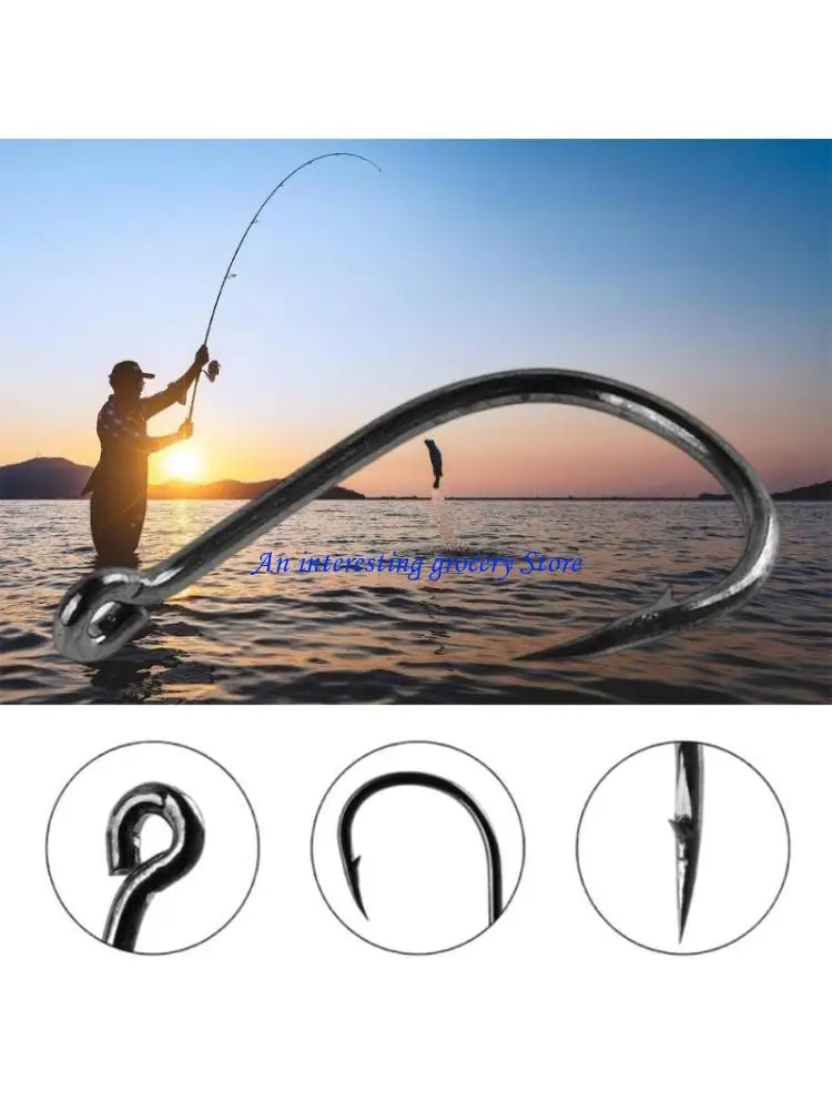 

652D 100/500Pcs Barbed Fishing Hook Replacement Circles Hook Carbon Steel Eyed Fish Hook Rustproof Fishing Jig Hook Easy Use