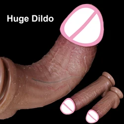 7.5cm Diam Super Huge Dildo Realistic Artificial Penis Soft Skin Adults Anal Sex Toys Strapon Suction Cup For Woman Masturbation