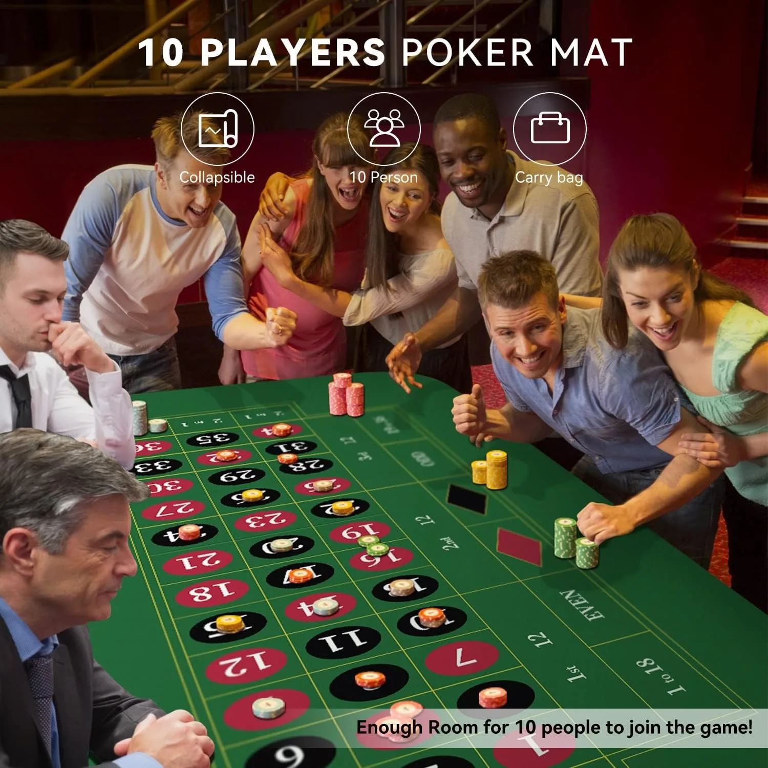 120x60 cm verde roulette tappetino da gioco in gomma silenzioso e antiscivolo tappetino da gioco per scacchi e carte accessorio per l'intrattenimento