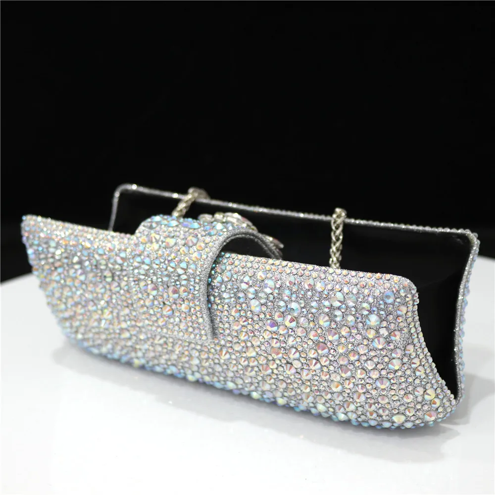 Imagem -06 - Carteira de Strass Prateada para Festa Noturna Bolsa de Diamantes Bolsa Elegante Carteira de Veludo Design de Fivela de Metal Prateleira de Presentes Outono e Inverno