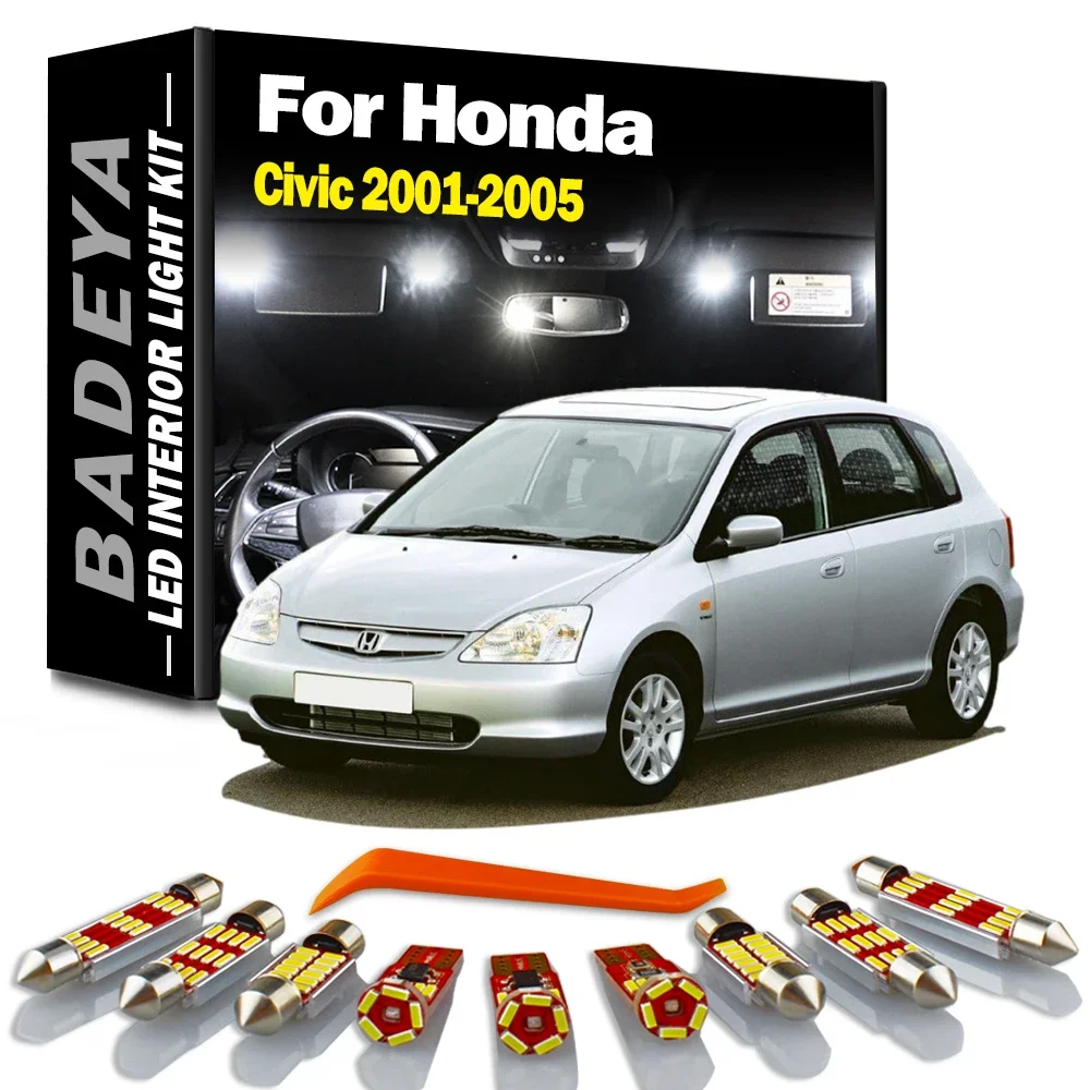 11Pcs For Honda Civic 7 VII MK7 7th Gen 2001 2002 2003 2004 2005 Hatchback Saloon Coupe LED Interior Map Dome Plate Light Kit