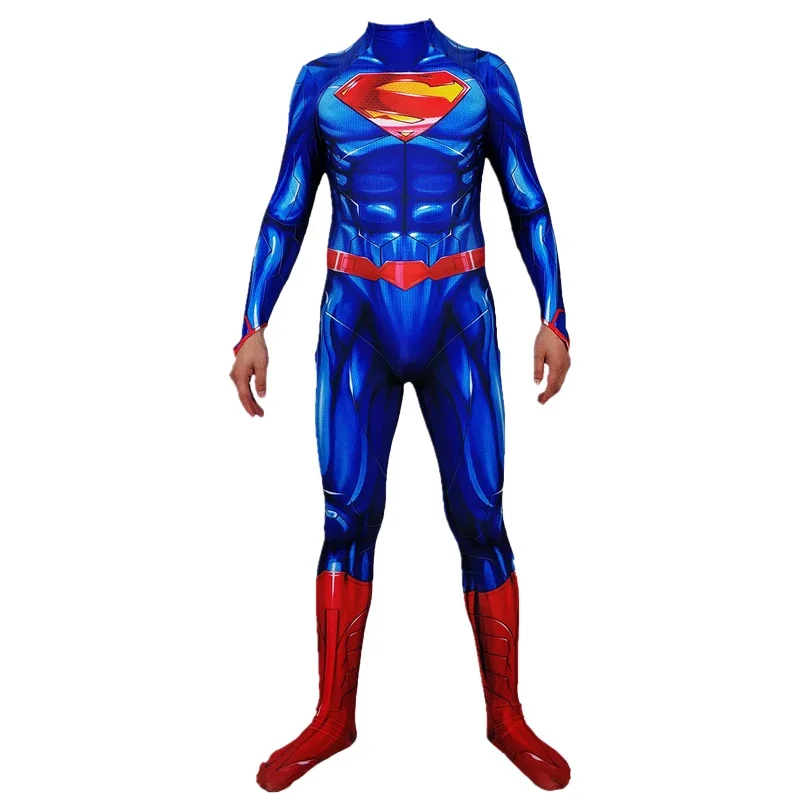 2024 Hete Aminefilms Volwassenen Kinderen De Man Van Stalen Cosplay Kostuum Zentai Pak Superheld Halloween Bodysuit Party Jumpsuit