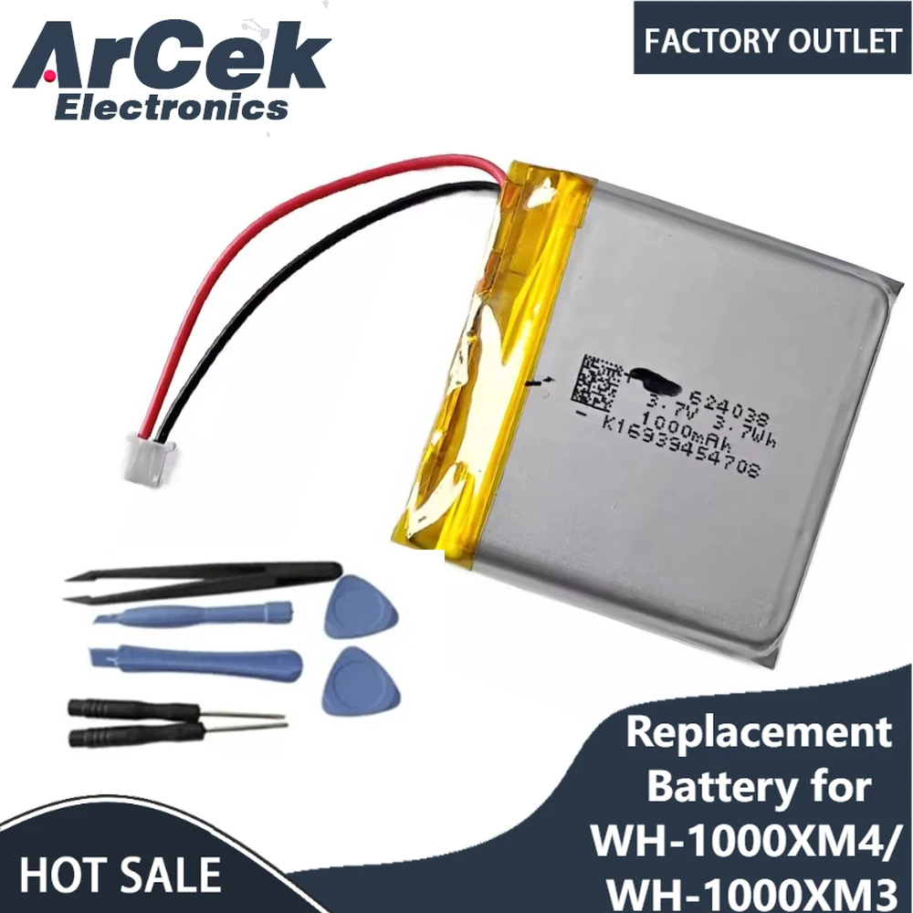 3.7V 1000mAh Replacement Battery for Sony WH-1000XM4/WH-1000XM3 Wireless Bluetooth Headsets