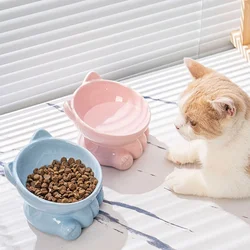 Cat Bowl Pet Accessories Ceramic Diagonal High Feet Cute Protection Cervical Spine Dog Bowl Drink Water Bowl Pet Supplies