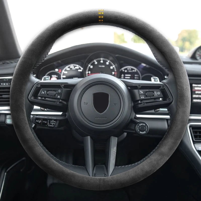 for Porsche Cayenne Macan 911 Paramera 718 car ultrathin Anti-Slip suede Fashion Style Universal Steering wheel Cover