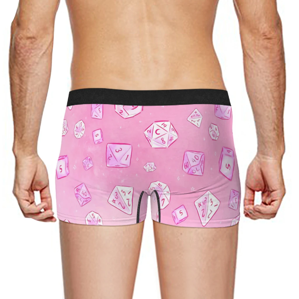 Pastel Pink Aesthetic Dice Pattern DnD Game Underpants Cotton Panties Men\'s Underwear Comfortable Shorts Boxer Briefs