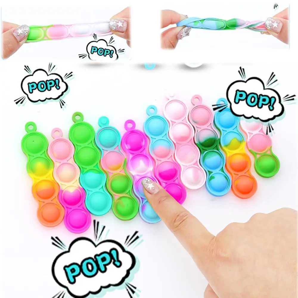 10/20/30/50PCS Mini Keychain  Push Bubbles Fidget Toys Stress Relief Sensory Toys Children Classroom Prizes Gifts New