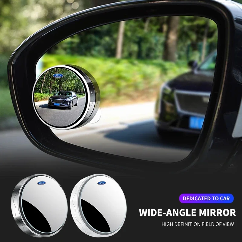 2pcs Car Auxiliary Rearview Convex Mirror Round Frame Wide Angle Mirrors For Ford Focus 2 3 1 MK2 MK3 MK1 Fusion Accessories