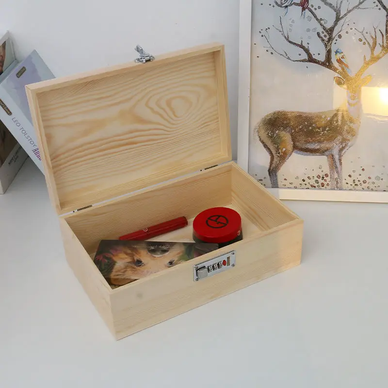 Minimalistische Effen Kleur Nieuwe Anti-Diefstal Flip Cover, Houten Wachtwoord Bestand, Sieraden Opslag Met Slot Mini Box