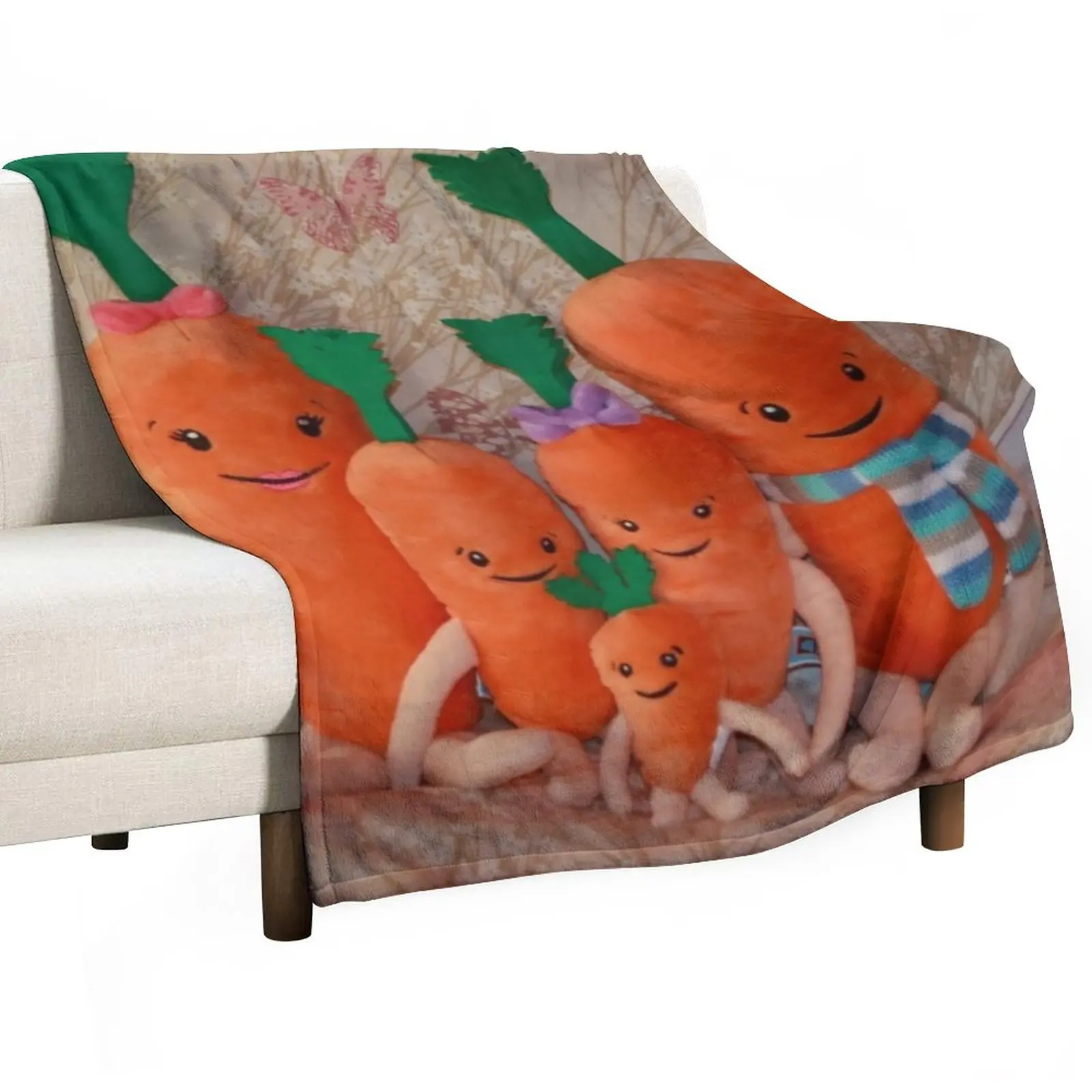 

Carrot Family ( Kevin, Katie, Chardonnay, Jasper & Baby Carrot ), Throw Blanket Soft Big sofa bed Blankets