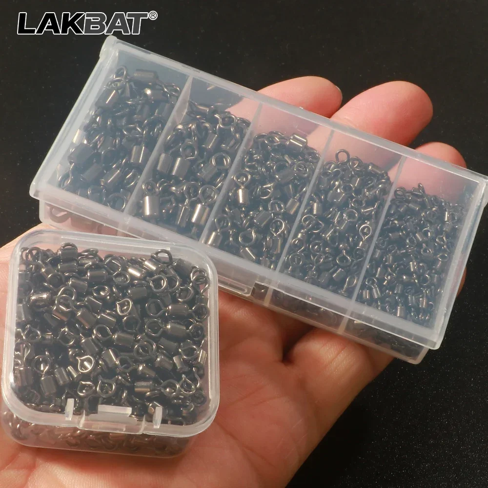 LAKBAT 100 Stück Edelstahl-Kugellager-Angelwirbel, drehbarer Verbinder für Salzwasser und Süßwasser, Angelzubehörbox, Köder- und Schnurwerkzeuge – Detail 11