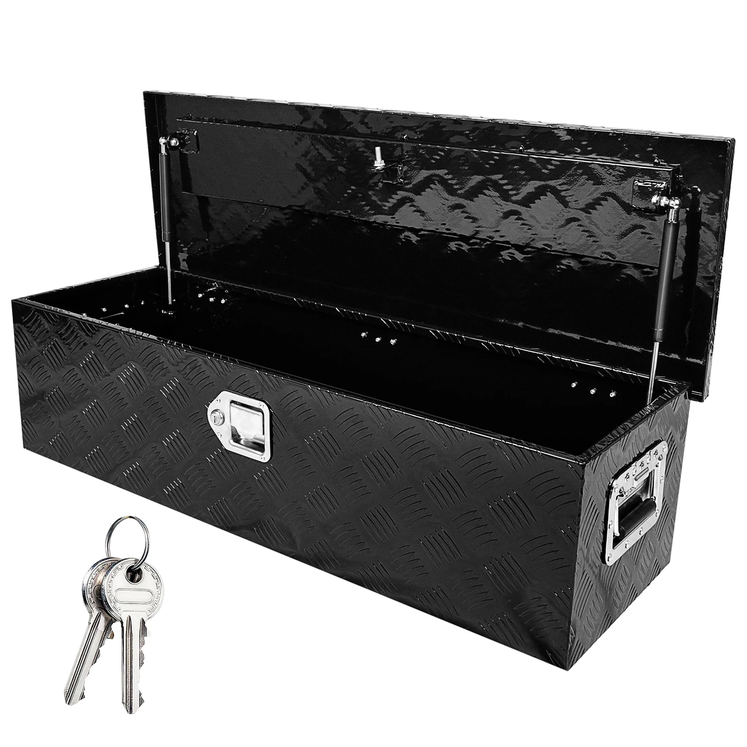 

39 Inch Truck Bed Tool Box Aluminum Heavy Duty Trailer Tool Box for Pickup Truck Bed RV Toolbox with Handle and Lock - Black