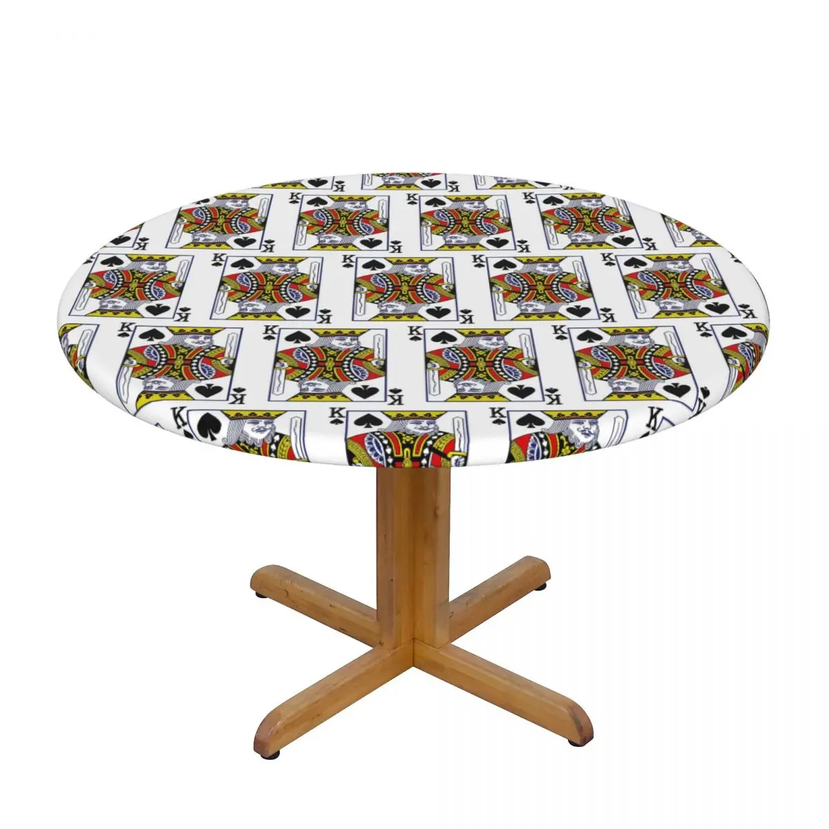 King Of Spades Playing Card Waterproof Round Tablecloth Oilproof Table Cloth for Kitchen Events Dining Table Cover