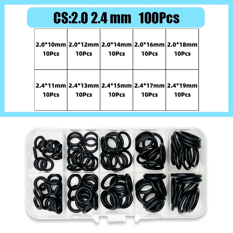 1400-100 Stück O-Ring Gummidichtungen Dichtungsring Set Nitrilkautschuk Hochdruck O-Ringe NBR Dichtung Gummiband O Gummiringe Set – Detail 19