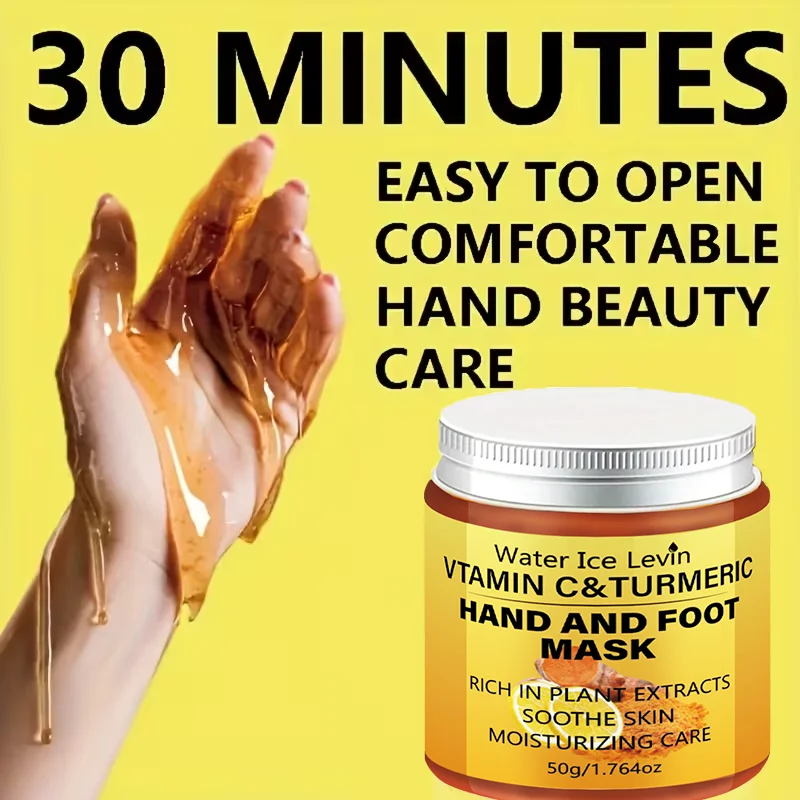Water Ice Levin Kurkuma Hand- und Fußmaske, feuchtigkeitsspendende, straffende, beruhigende Creme mit Vitamin C für Hände und Füße, 50 g