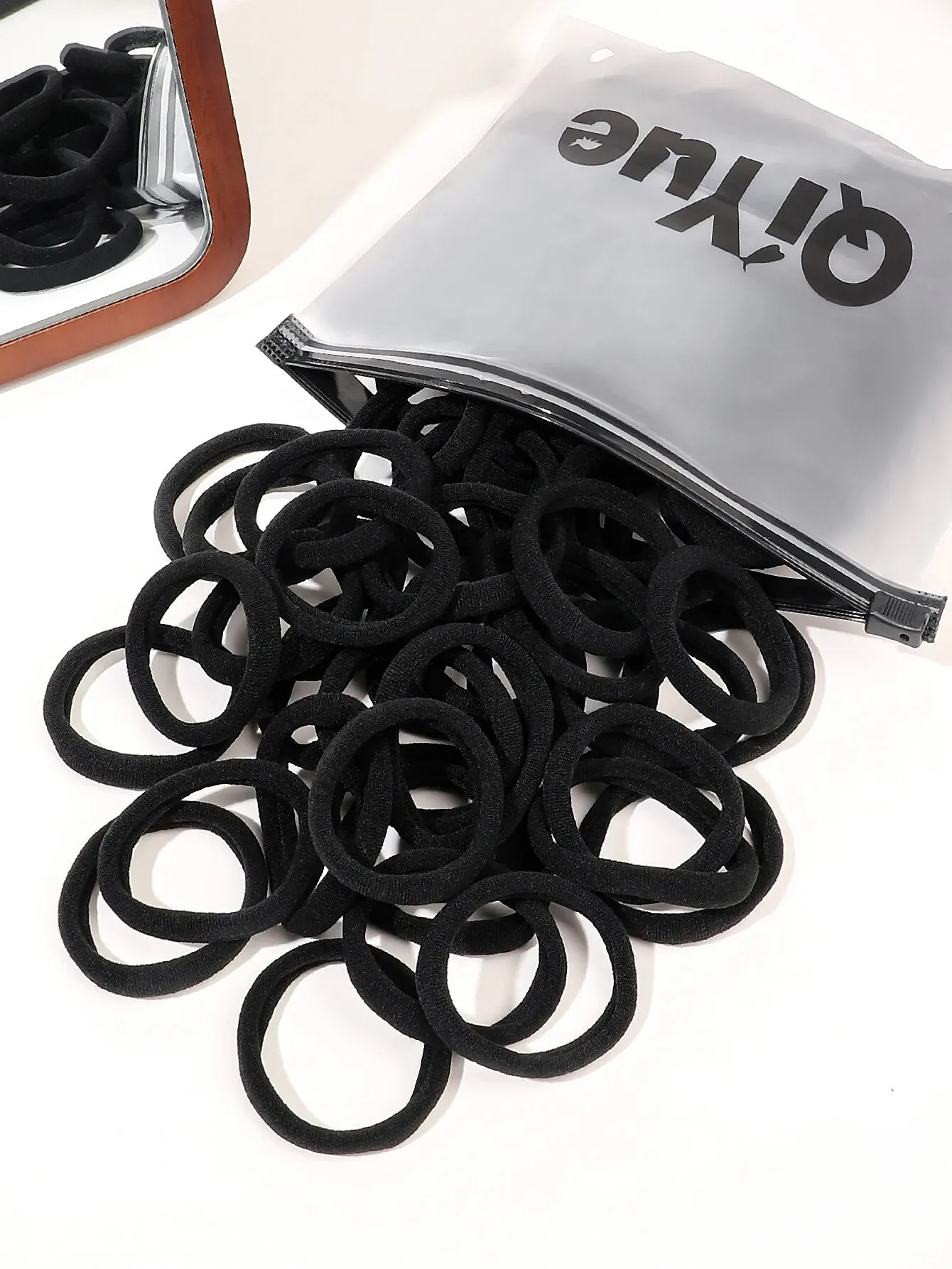 100/200 قطعة من ربطات الشعر السوداء للنساء والفتيات، رباط شعر أسود سميك بدون خياطة، ربطات شعر مرنة لا تسبب ضررًا على شكل ذيل حصان