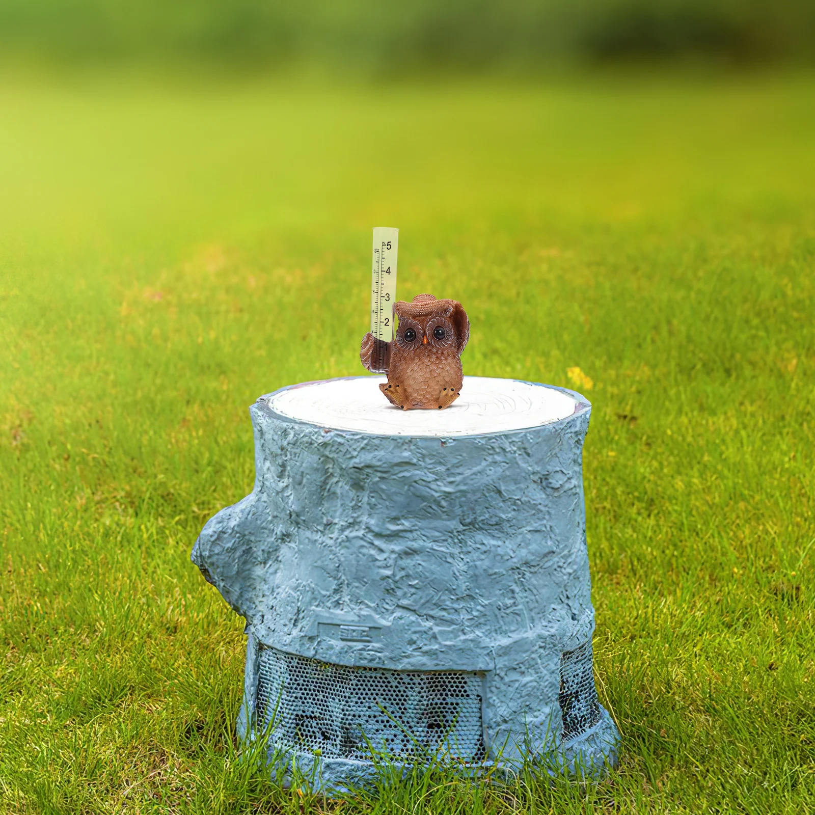

Cartoon Owl Rain Gauge Resin PP Tube Decorative Accurate Outdoor Rain Measure Gauge Yard Garden Measuring Tool