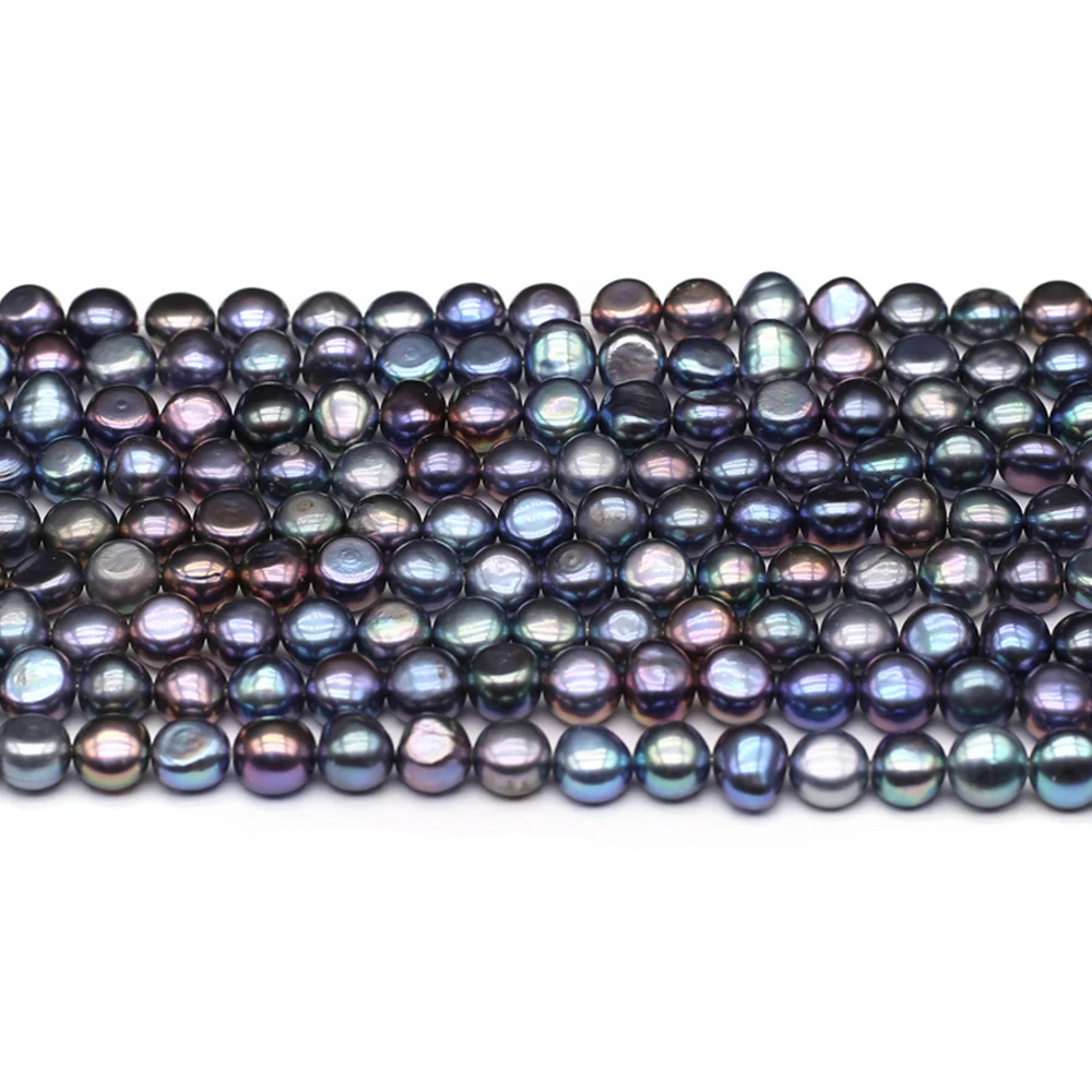 

7-8mm Baroque Black Loose Beads Natural Freshwater Pearl Beads for Jewelry Making Supplies DIY Necklace Bracelet Accessory 36cm