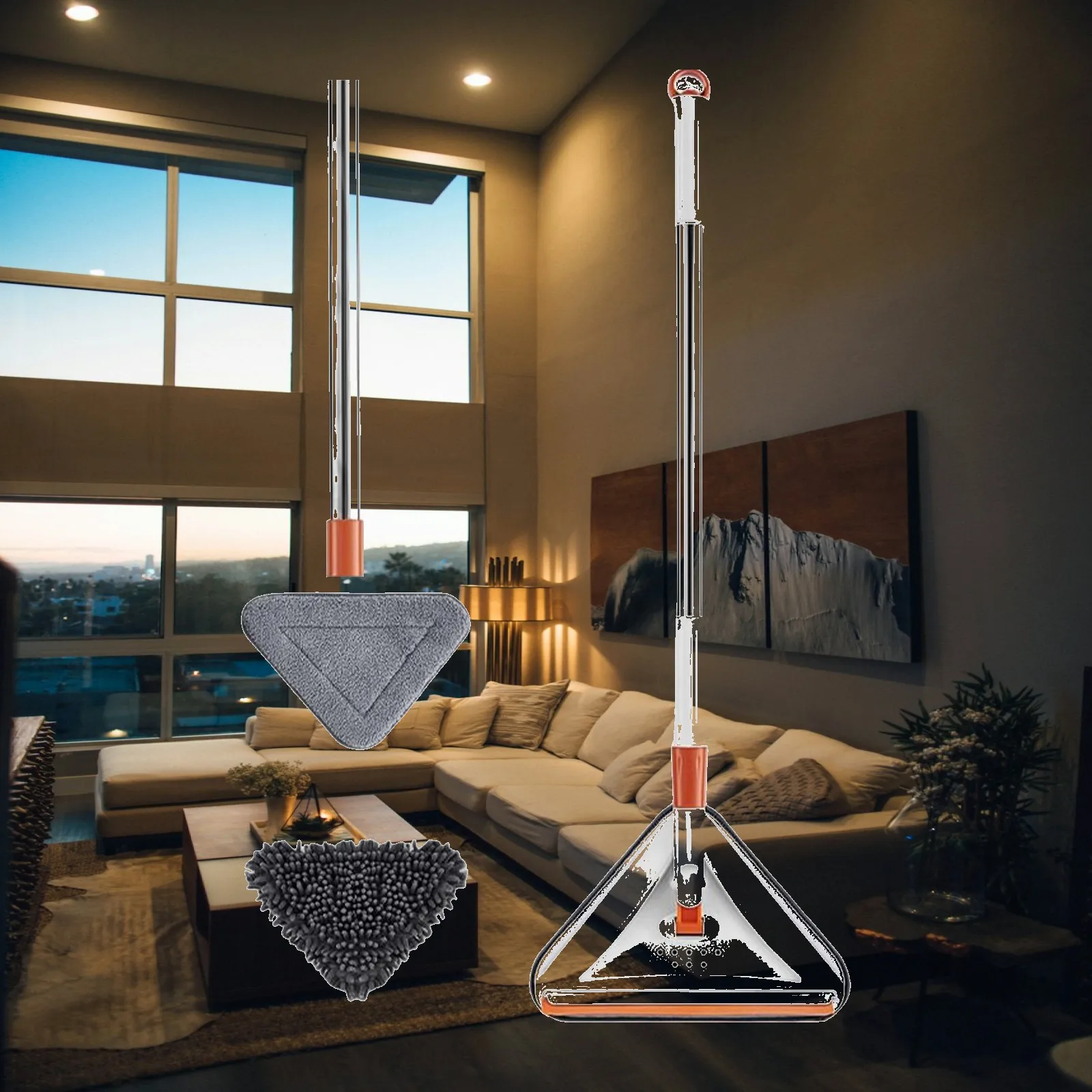 Mop 360 Degree Rotation Adjustable Triangle Mopping Cleaning Tool for Household