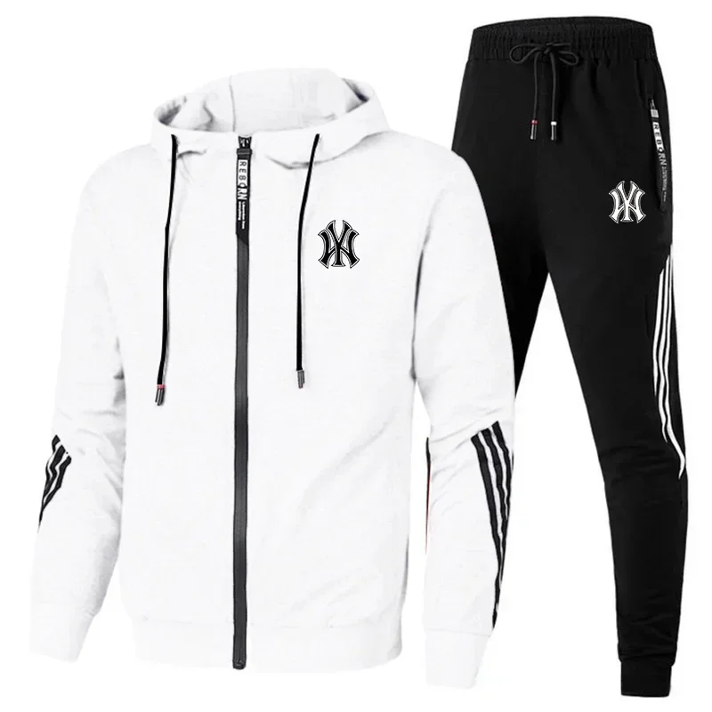 2025 men's new autumn and winter jogging gym leisure training sportswear set pullover hoodie + trousers two-piece set