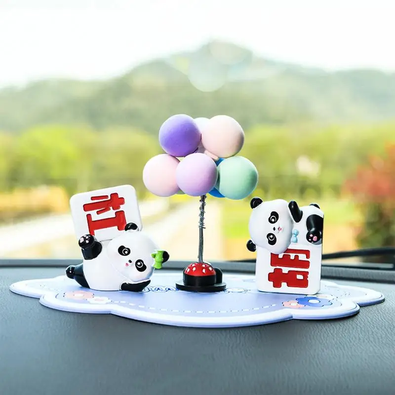 Panda Car Decorations Desktop Toy Mahjong Panda Car Decorations Chinese-Style Dashboard Doll Cute Car Interior Accessories Home