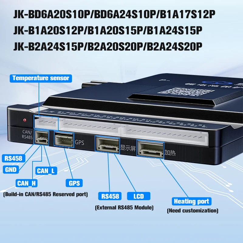 JK Bms BD6A20S10P Smart 100A 200A 8S 13S 14S 15S 16S 17S18S 19S 20S 36V 48V 60V 72V For Li-Ion LTO 18650 Battery Lifepo4 Battery