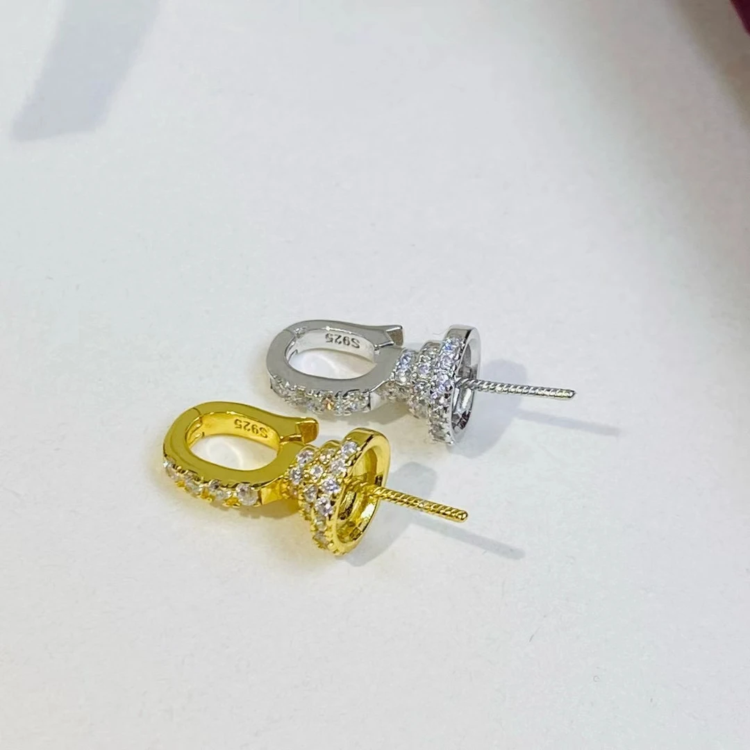 925 Sterling Silver Pendant Mount Base Mountings Findings Parts Fittings Accessories for 13-14mm Pearls 10pcs/lot