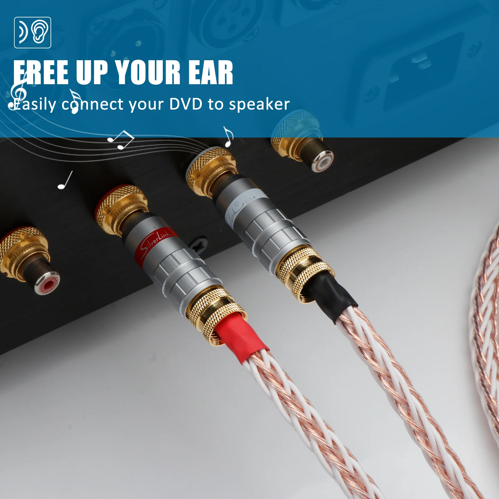 HIFI Audio Speaker RCA Cable 6TC 7N OCC Pure Copper RCA Cable Gold Plated RCA Male Plugs CD Amplifier Interconnect Audio Cable