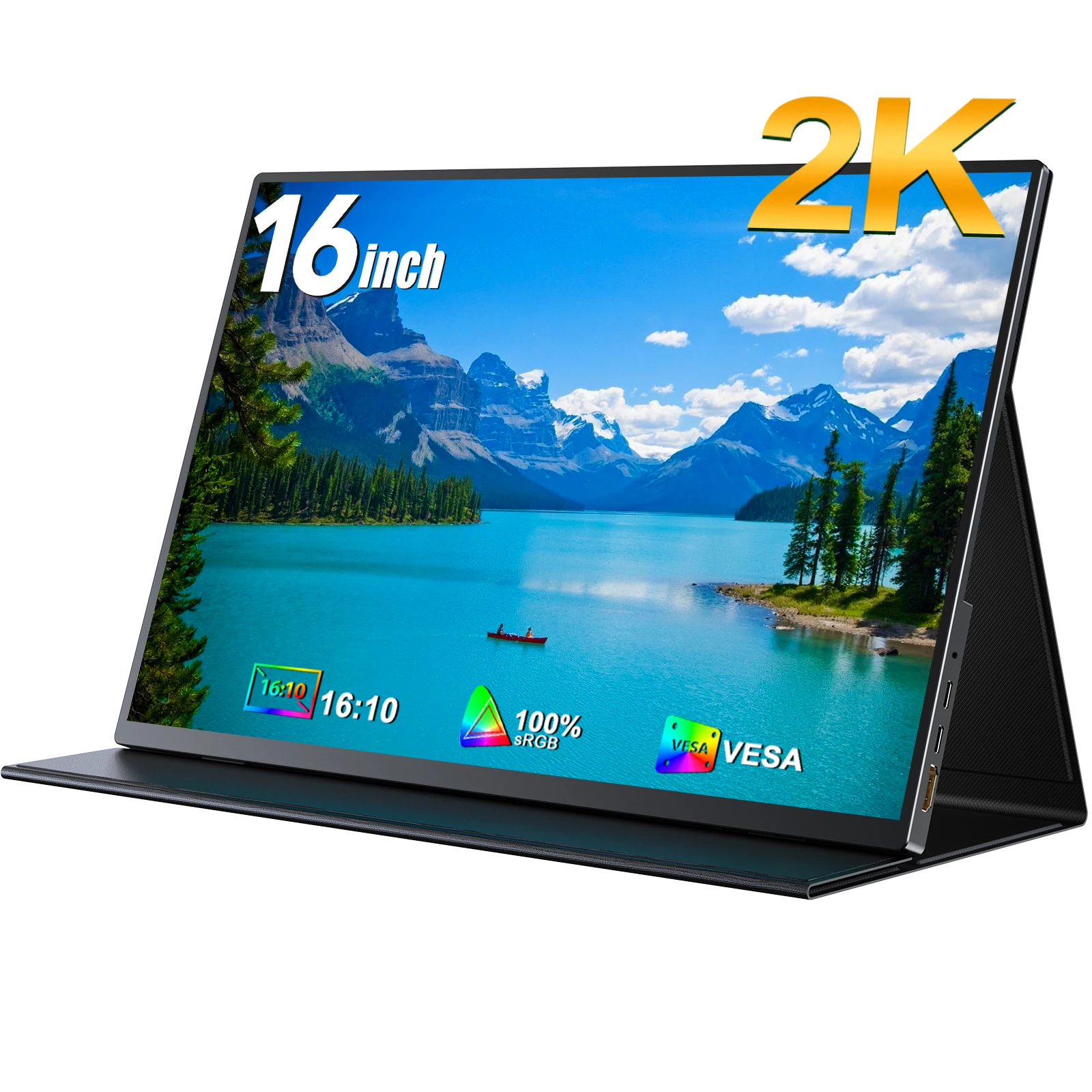 16inch 2K 500Nits Gaming Portable Monitor 16:10 IPS Screen With Type-C HDMI Second Display for MAC/Laptop/PC/Xbox/PS4/5/Switch