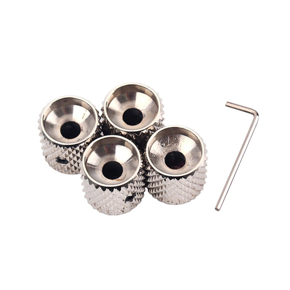 

4 pcs Guitar Control Knob Flat Tone Volume Short Hair Black Aluminum Alloy Bass Amp Replacement Durability Long Use