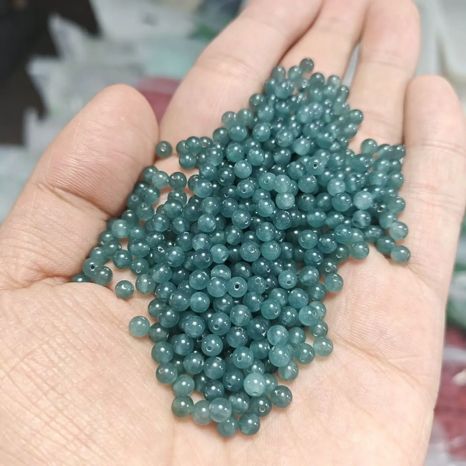 

100pcs 4mm Blue Aqua Quartzite Jade Round Beads Natural Gemstone Loose Beads for DIY Jewelry Making