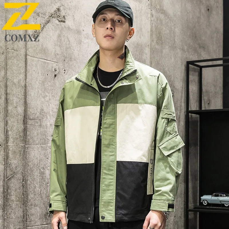 

COMXZ Men Windbreaker Coat Lightweight Stand Collar Outdoor Cycling Motocross Breathable Coats Autumn Trendy Minimalist Jacket