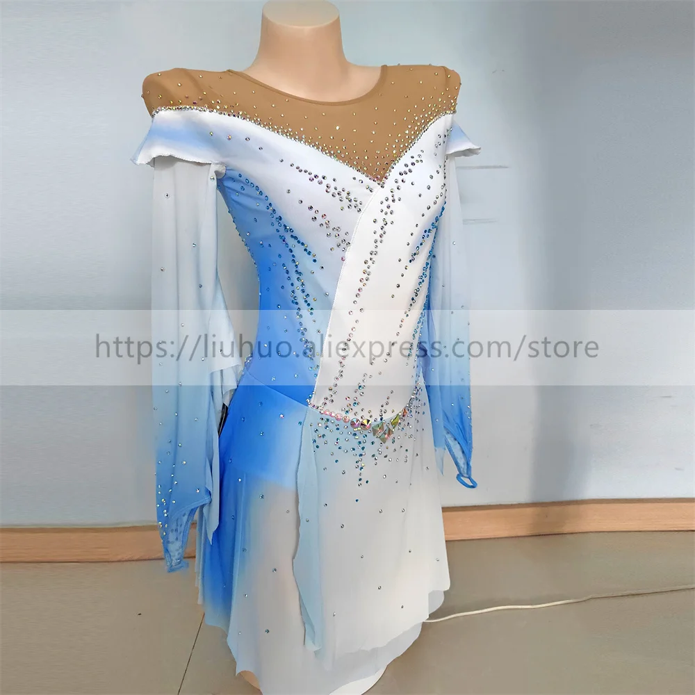 LIUHUO Women Aldult Teen Girl Customize Gradient Costume Performance Competition Leotard Ice Figure Skating Dress Dance Roller