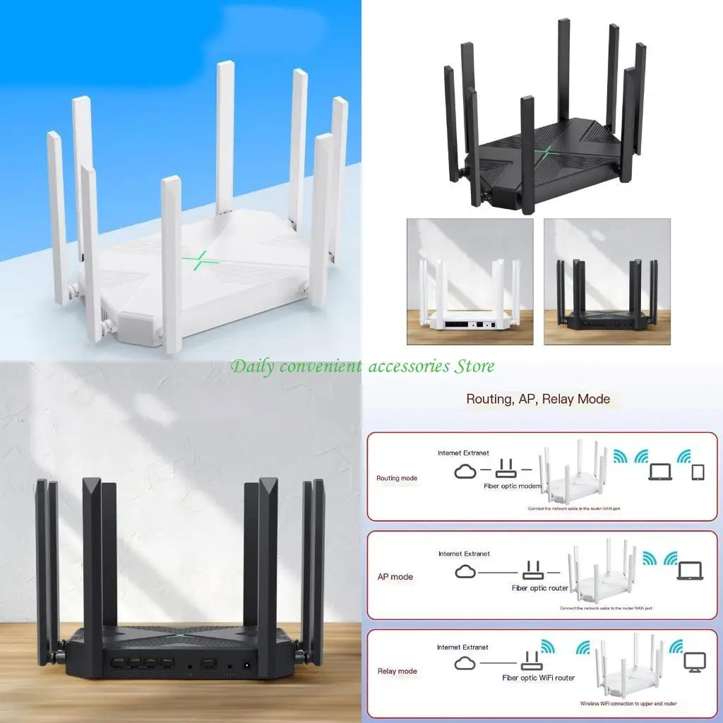 

97QB Networking Repeater 2.4GHz 5GHz 300M/ 1200Mbps Amplifiers Fast Speed Frequency Router for Smooth Streaming