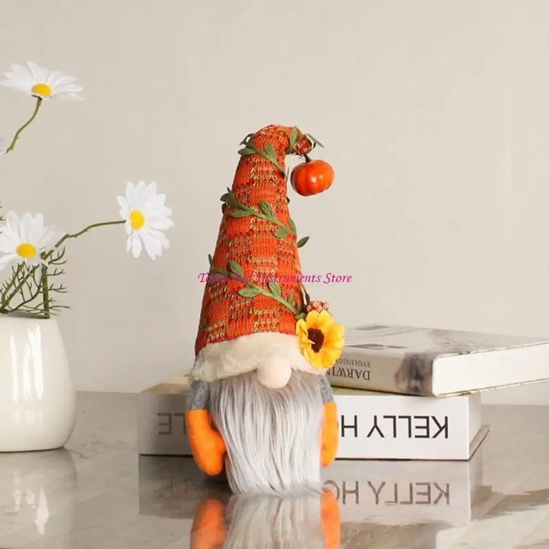 Fall Gnome Pumpkin ทานตะวันสวีเดน Nisse Tomte Elf เครื่องประดับหรูหราแคระสำหรับคริสต์มาสฤดูใบไม้ร่วงวันขอบคุณพระเจ้าตกแต่งบ้าน