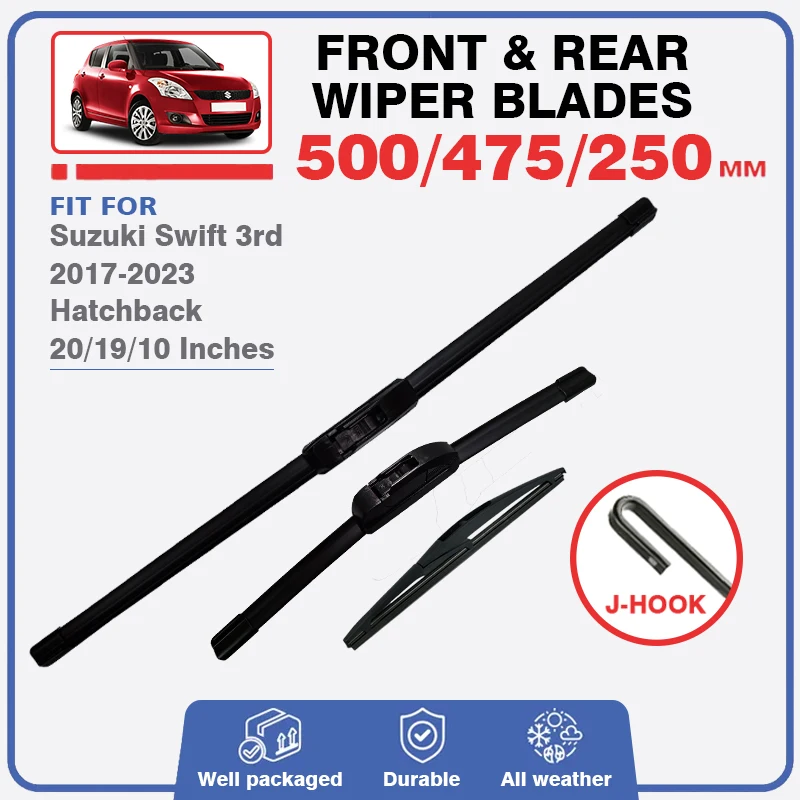 

Front Rear Wiper Blades Set Kit For Suzuki Swift 3rd A2L 2017-2022 Hatchback Windscreen Windshield Window 20"19"10" Accessories