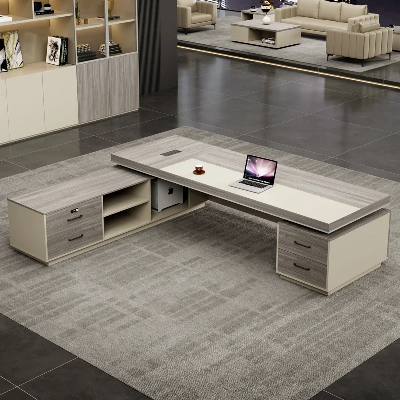 Adjustable Height Desk Executive Office Furniture Computer Work Table L Shape Industrial Wooden Modern Height Compact