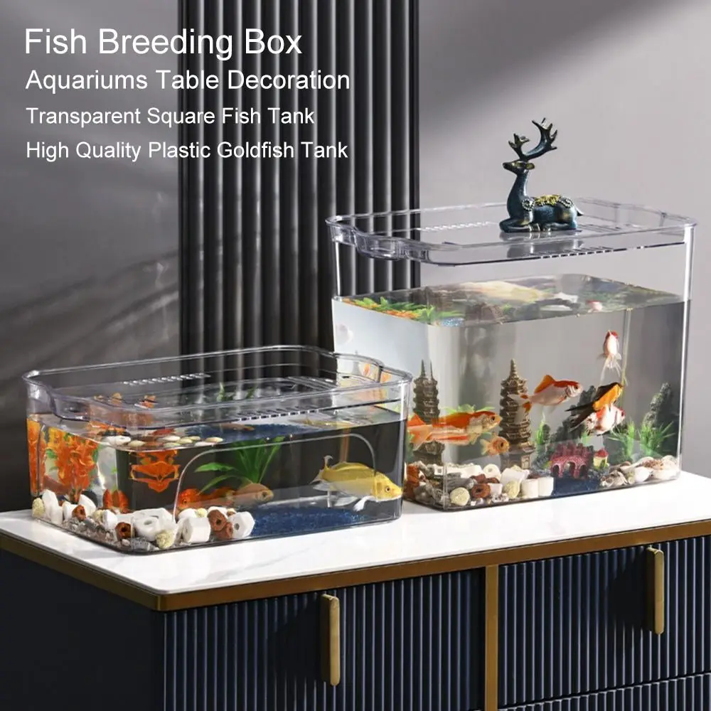 Hochwertige transparente Aquarium-Kunststoff-Quadrat-Fischzuchtbox mit Deckel, Goldfisch-Tank