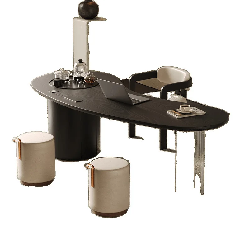 

Italian light luxury solid wood large board office tea special-shaped black tea tea tray integrated designer style high sense