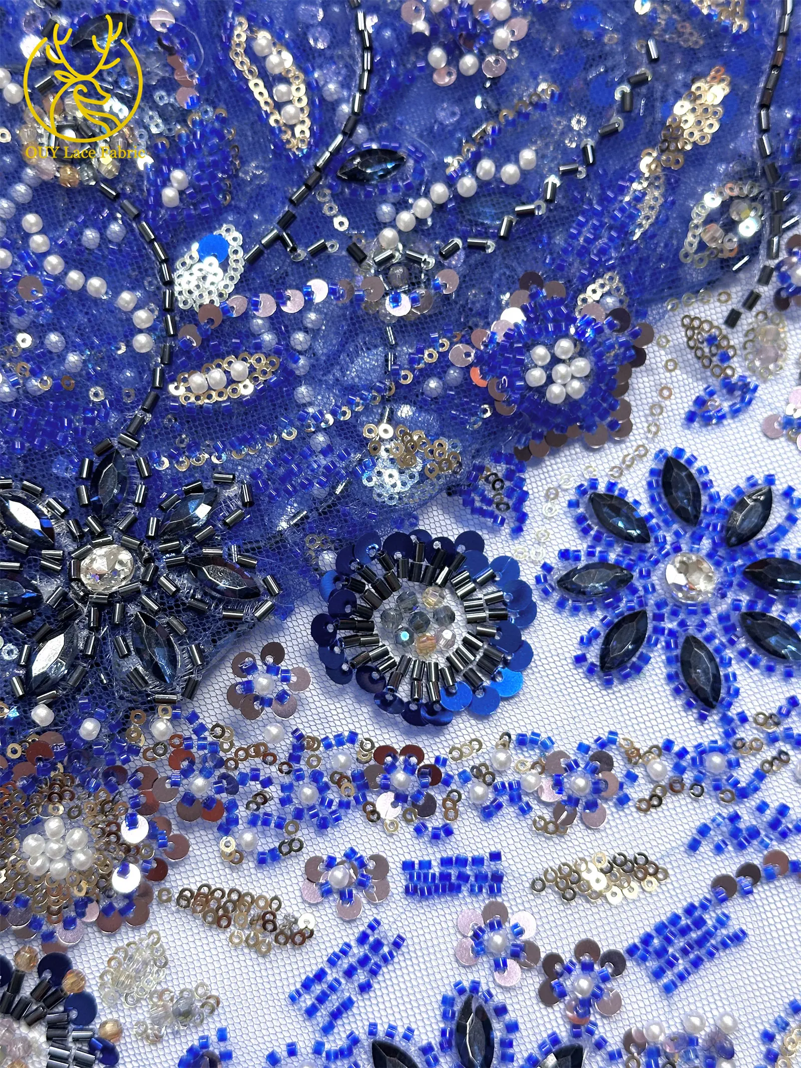 Gold Luxus Afrikanischer Stein Bräutigam Perlen Spitzenstoff 2026 Nigeria Französischer Tüll Pailletten Spitzenstoff für Brautpartykleid Nähen – Detail 20