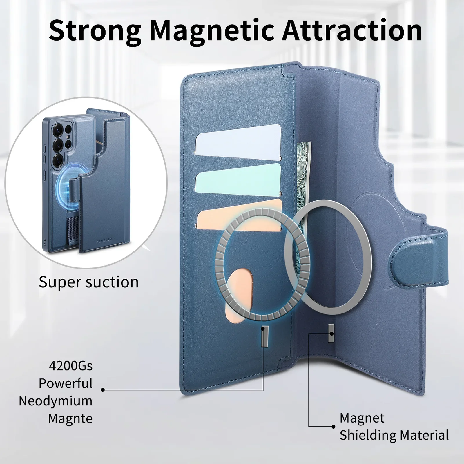 محفظة حامل بطاقات قابلة للفصل لهاتف سامسونج جالاكسي S25 Ultra Edge S24 Plus حافظة هاتف جلدية مغناطيسية قابلة للانفصال غطاء مضاد للسقوط #4