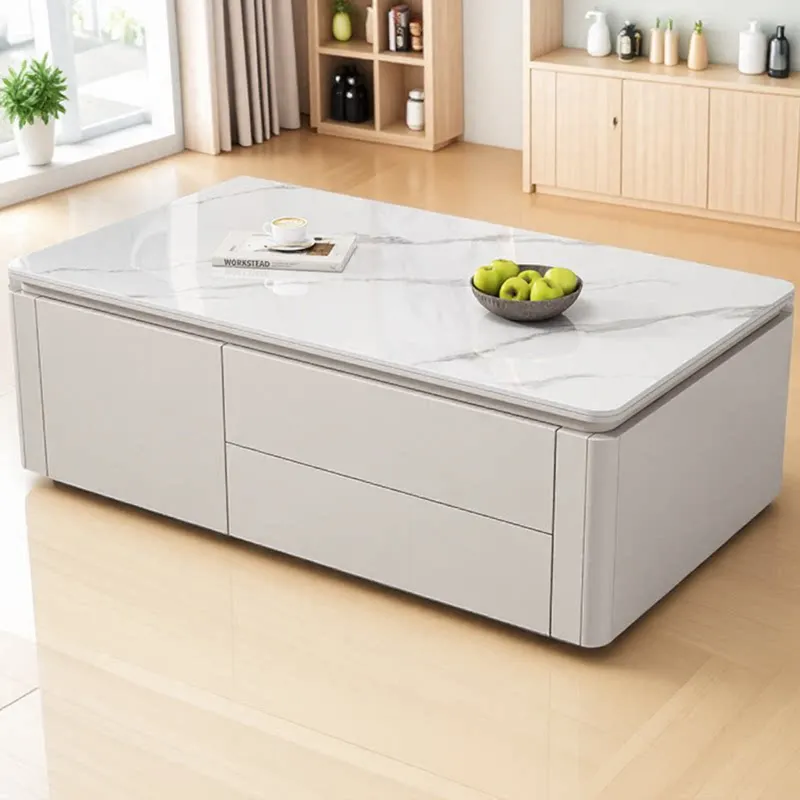 Mesa de centro com estética minimalista, armazenamento para livros, gavetas, acessórios, decoração, designer, mesas baixas, móveis para casa
