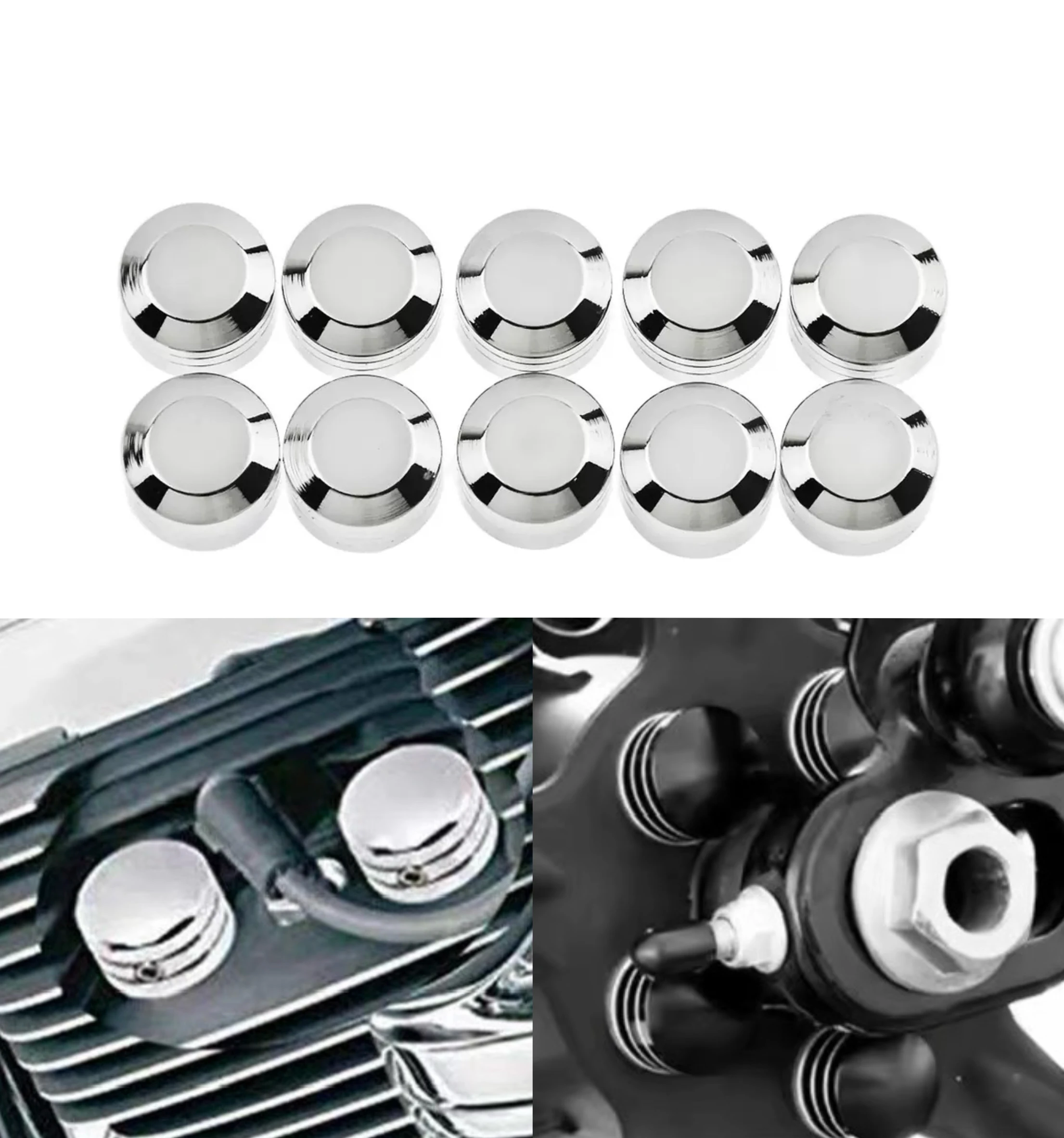 10 Pcs/Set 9mm 11.5mm 13mm Chrome Aluminum Inner Screws Motorcycle Bolts Topper Cap Cover Universal For Harley Davidson Models