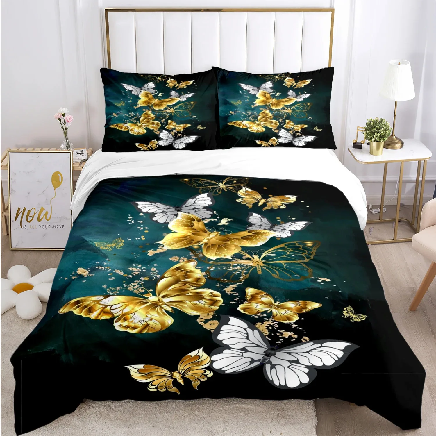 

Colorful Flying Butterfly All Season Duvet Cover Comforter Bedding Set Soft Quilt Cover and Pillowcases SingleDoubleQueenKing