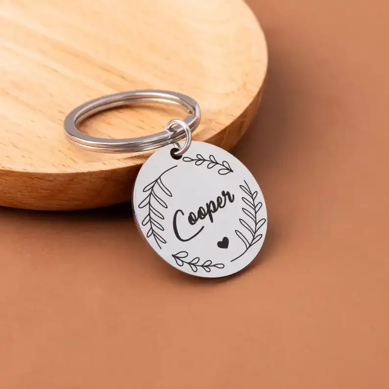 Personalized Pet Name Tag & Collar Keyring Custom Engraved ID with Your Pet's Name & Number Perfect Gift for Dog & Cat Lovers