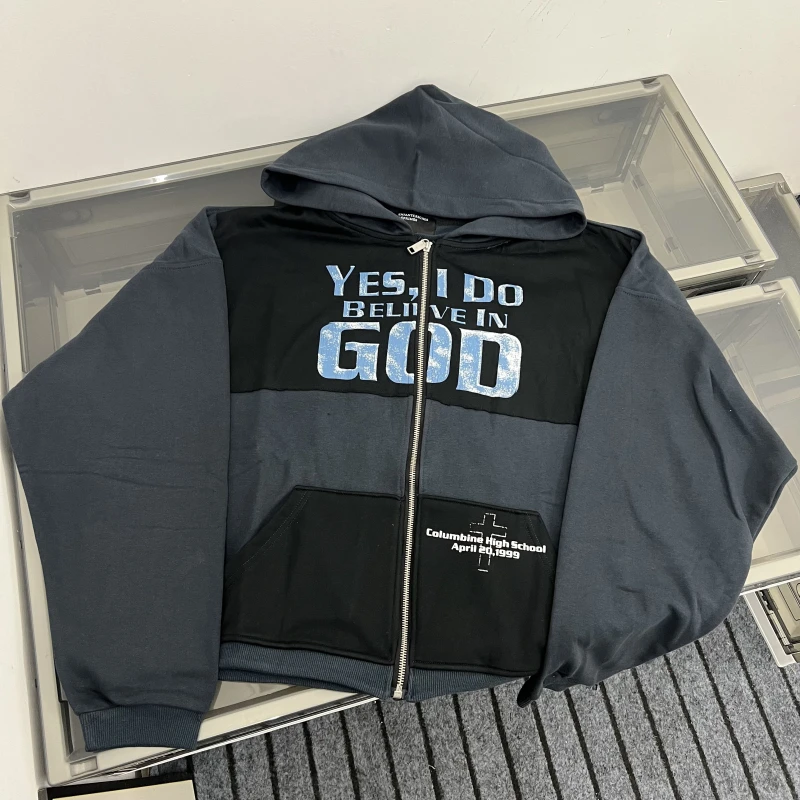 

Толстовка с капюшоном ERD Depred Rich второго поколения в стиле пэчворк на молнии для пар, повседневная свободная посадка для пар, осень-зима, для мужчин и женщин Jaet