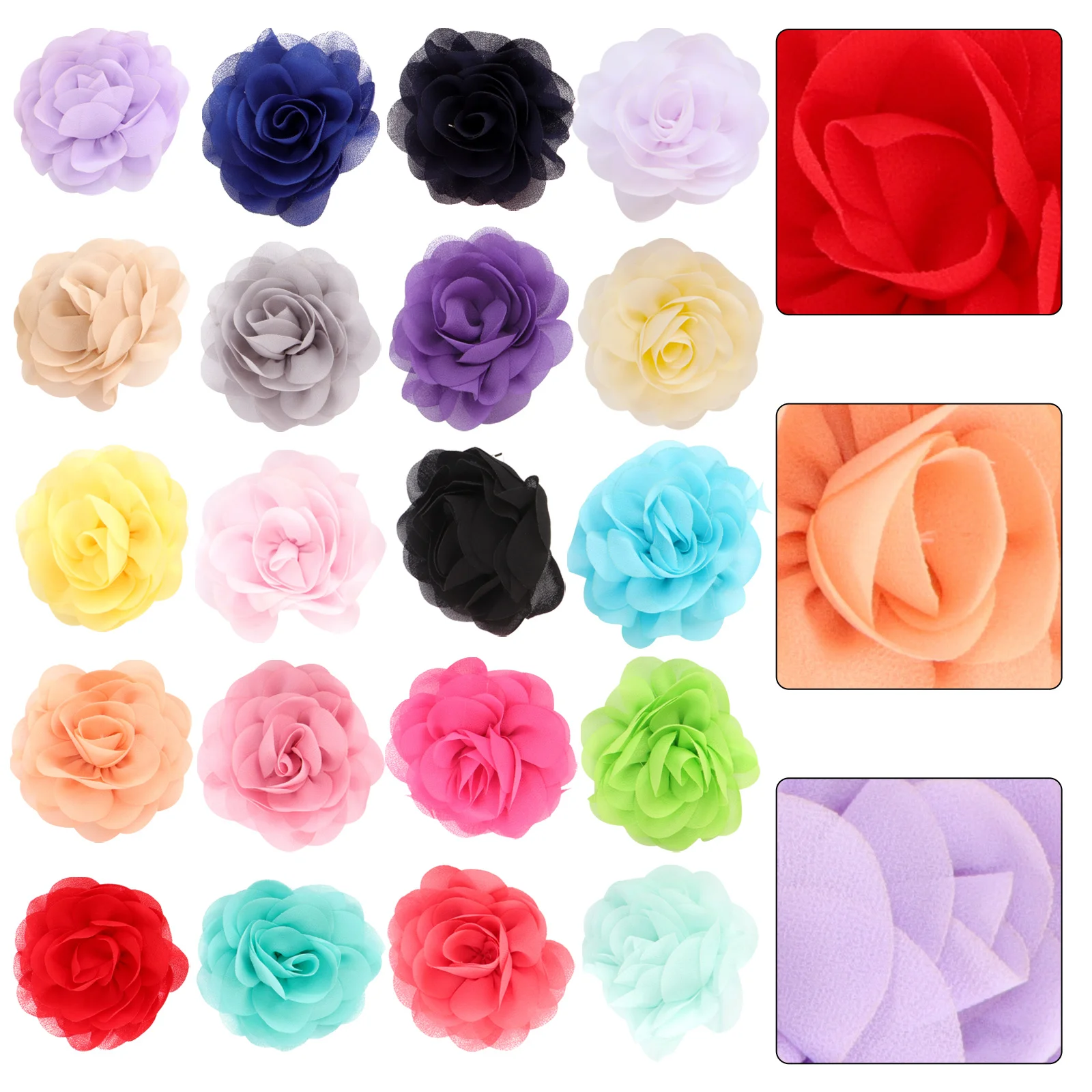 

20Pcs Flower Hair Clip Set Chiffon Headwear for Luau Dancing Picnic Special Soiree Rose Hair Clip Set