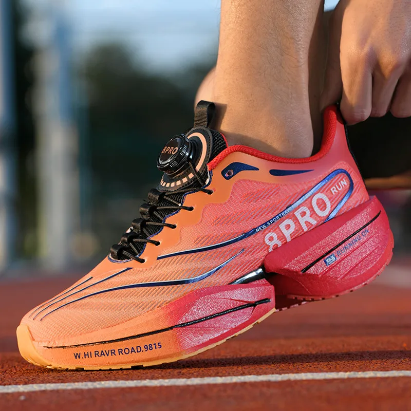 2025 New Knob Carbon Plate Running Shoes Men Lightweight Breathable Mesh Cushion Marathon Training Competition Athletic Sneakers